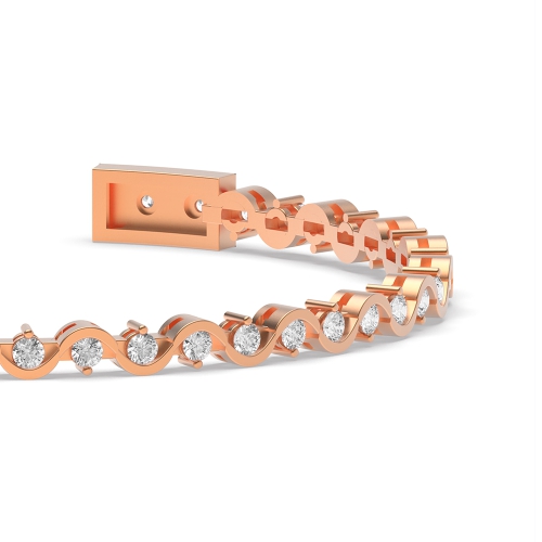 4 Prong Round Rose Gold Curved Friendship Diamond Bracelets