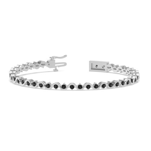 4 Prong Round Curved Black Delicate Diamond Bracelets