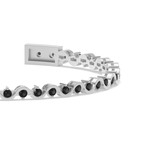 4 Prong Round Curved Black Delicate Diamond Bracelets