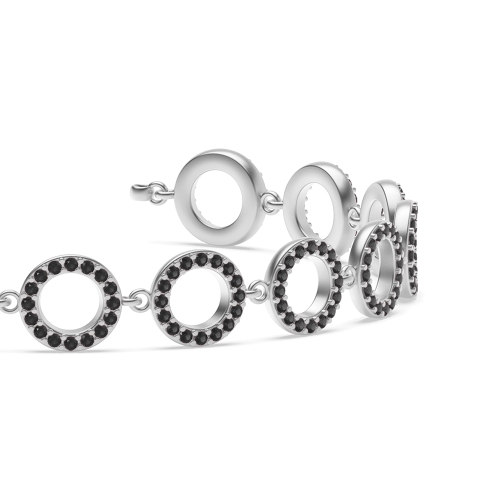 4 Prong Round circles of love Black Diamond Delicate Bracelet
