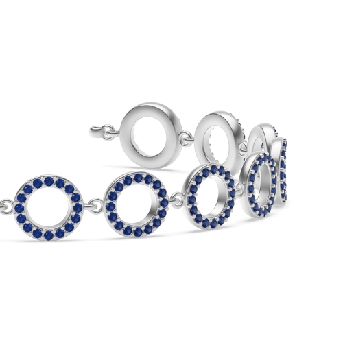 4 Prong Round circles of love Blue Sapphire Delicate Bracelet
