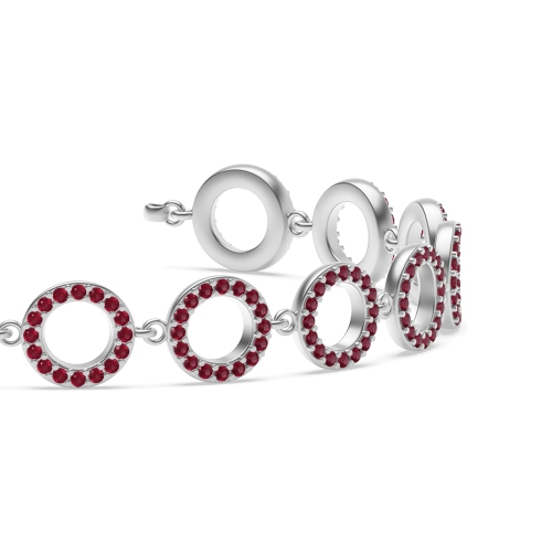 4 Prong Round circles of love Ruby Delicate Bracelet