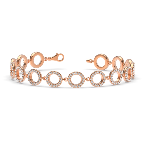 4 Prong Round Rose Gold Circles of love Friendship Diamond Bracelets