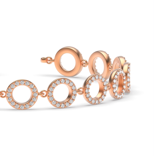 4 Prong Round Rose Gold Circles of love Friendship Diamond Bracelets