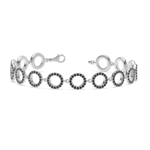 4 Prong Round Circles of love Black Delicate Diamond Bracelets