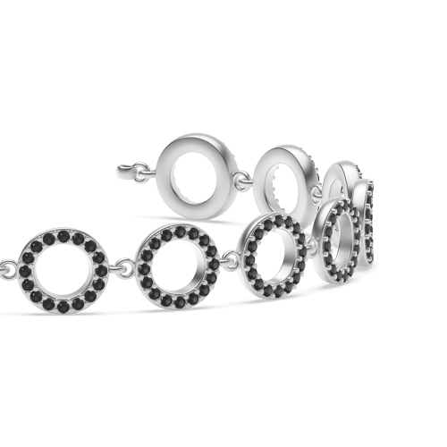 4 Prong Round Circles of love Black Delicate Diamond Bracelets