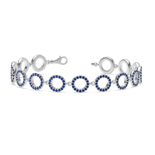 4 Prong Round Circles of love Blue Sapphire Delicate Diamond Bracelets