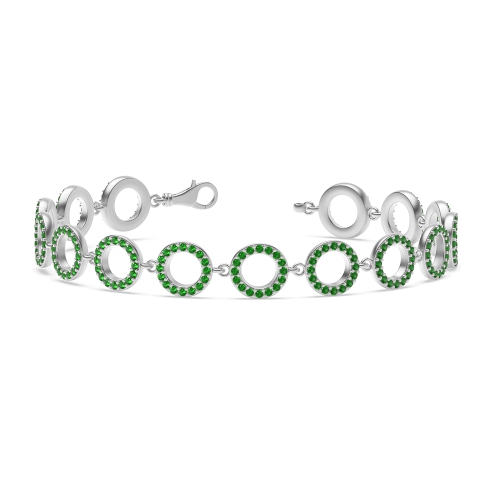 4 Prong Round Circles of love Emerald Delicate Diamond Bracelets
