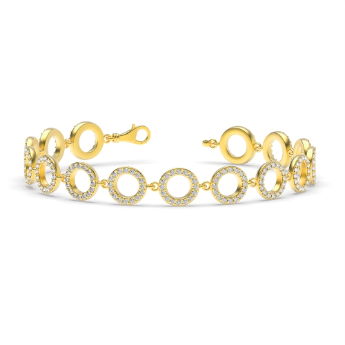 4 Prong Round Yellow Gold Circles of love Friendship Diamond Bracelets