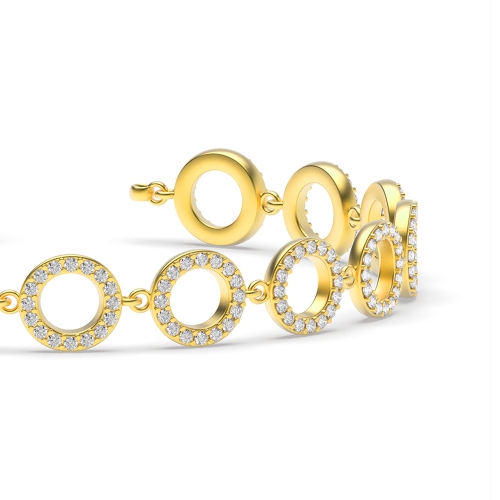 4 Prong Round Yellow Gold Circles of love Friendship Diamond Bracelets