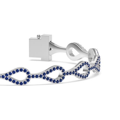 4 Prong Round LinkCascade Blue Sapphire Delicate Bracelet