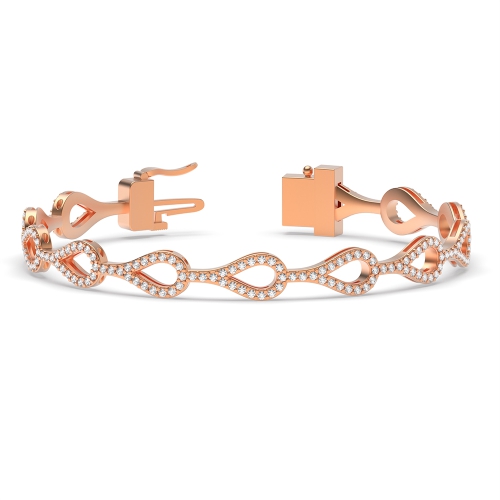 4 Prong Round Rose Gold Linkcascade Friendship Diamond Bracelets