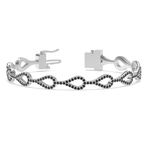 4 Prong Round Linkcascade Black Delicate Diamond Bracelets