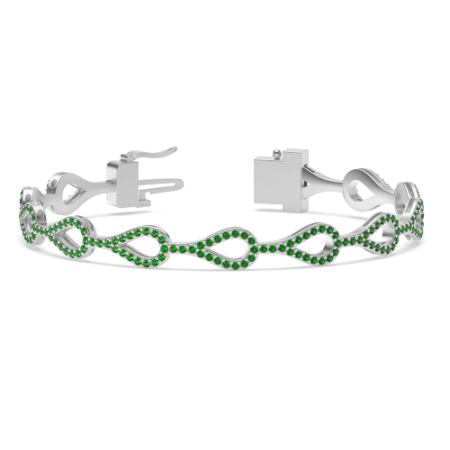 4 Prong Round Linkcascade Emerald Delicate Diamond Bracelets