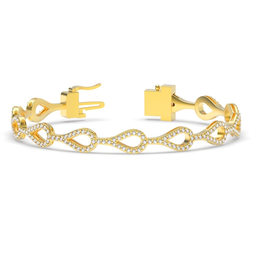 4 Prong Round Yellow Gold Linkcascade Friendship Diamond Bracelets