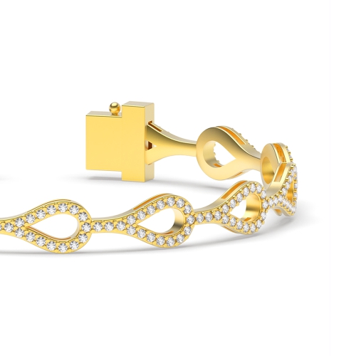 4 Prong Round Yellow Gold Linkcascade Friendship Diamond Bracelets