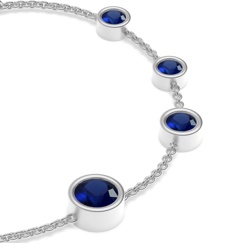 Bezel Setting Round delicate Blue Sapphire Delicate Bracelet