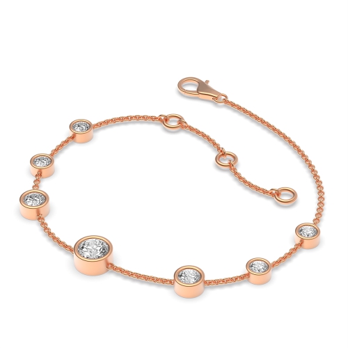 Bezel Setting Round Rose Gold Delicate Diamond Bracelets