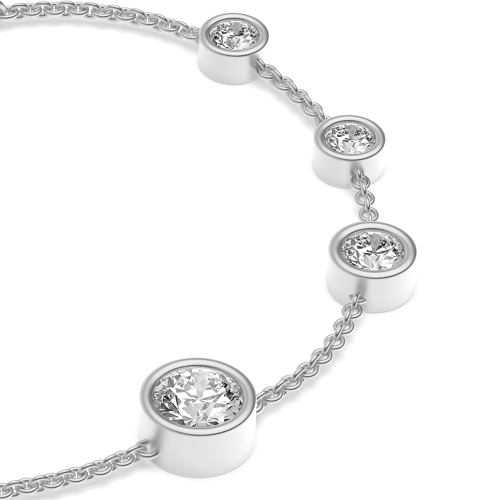 Bezel Setting Round White Gold delicate Delicate Bracelet