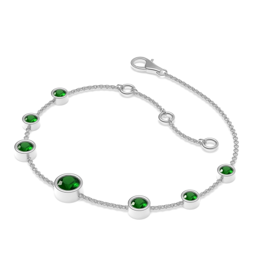 Bezel Setting Round Emerald Delicate Diamond Bracelets