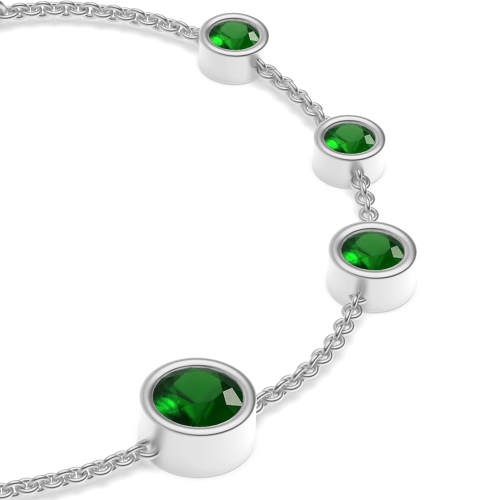 Bezel Setting Round Emerald Delicate Diamond Bracelets