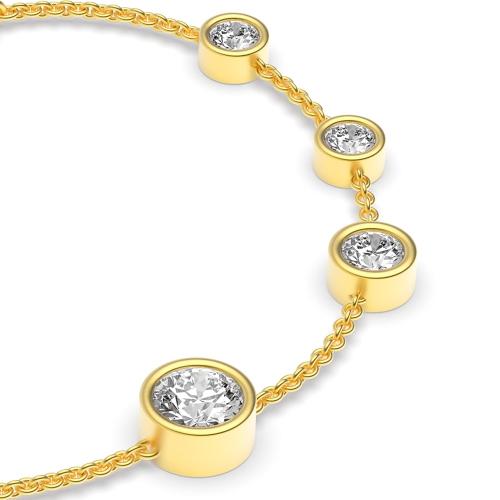 Bezel Setting Round Yellow Gold Delicate Diamond Bracelets