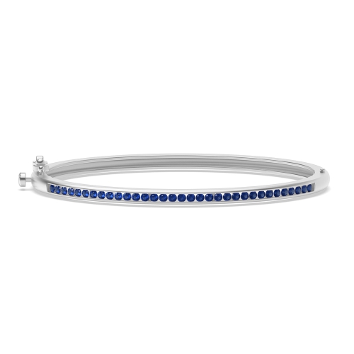 Channel Setting Round Eternal Blue Sapphire Bangles Diamond Bracelets