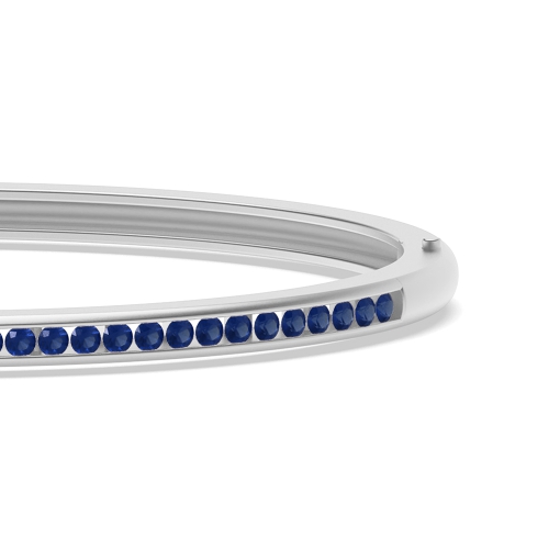 Channel Setting Round Eternal Blue Sapphire Bangles Diamond Bracelets