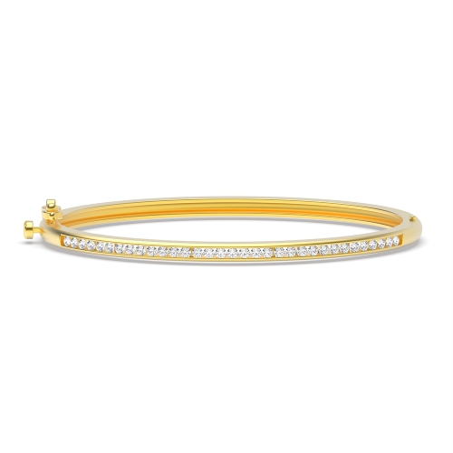 Channel Setting Round Yellow Gold Eternal Bangles Diamond Bracelets