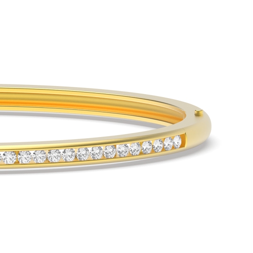 Channel Setting Round Yellow Gold Eternal Bangles Diamond Bracelets