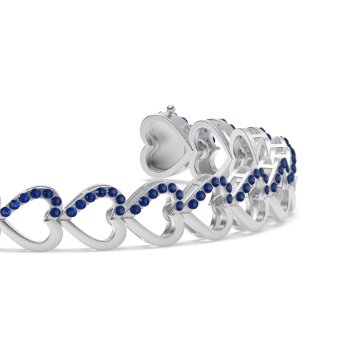 4 Prong Round heart Blue Sapphire Delicate Bracelet