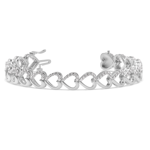 4 prong setting round shape diamond heart design bracelet