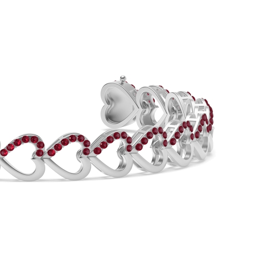 4 Prong Round heart Ruby Delicate Bracelet