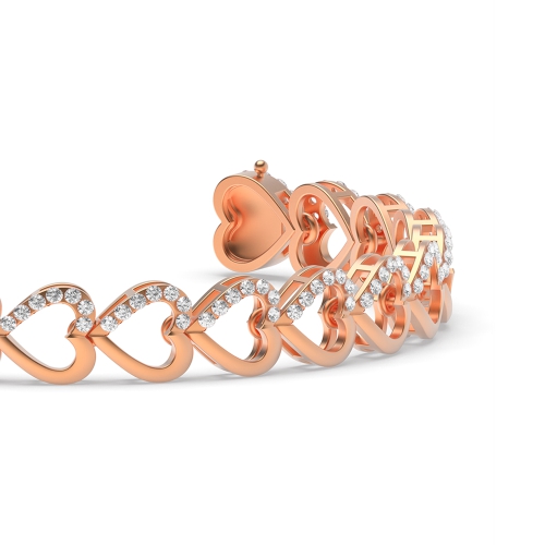 4 Prong Round Rose Gold Heart Friendship Diamond Bracelets