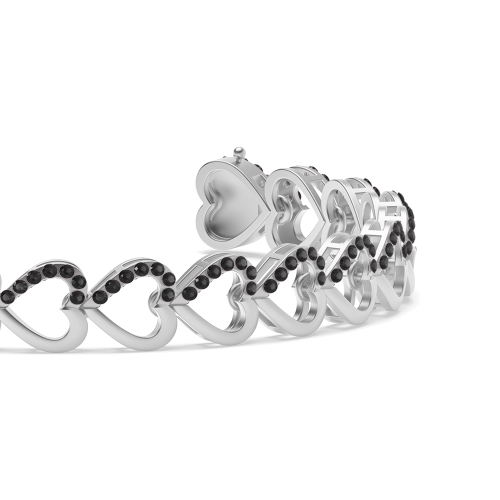 4 Prong Round Heart Black Delicate Diamond Bracelets