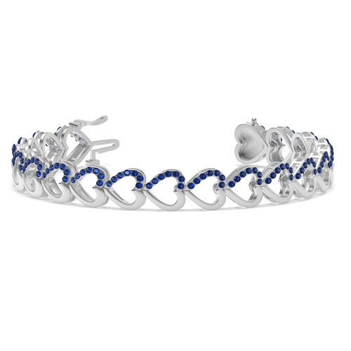 4 Prong Round Heart Blue Sapphire Delicate Diamond Bracelets