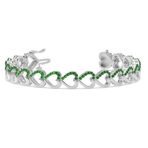 4 Prong Round Heart Emerald Delicate Diamond Bracelets