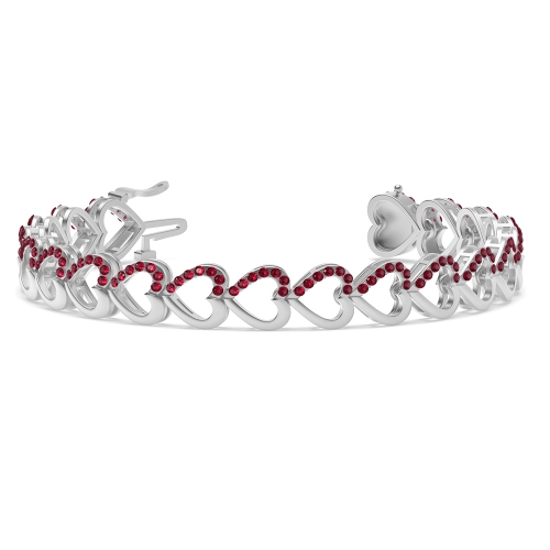 4 Prong Round Heart Ruby Friendship Diamond Bracelets