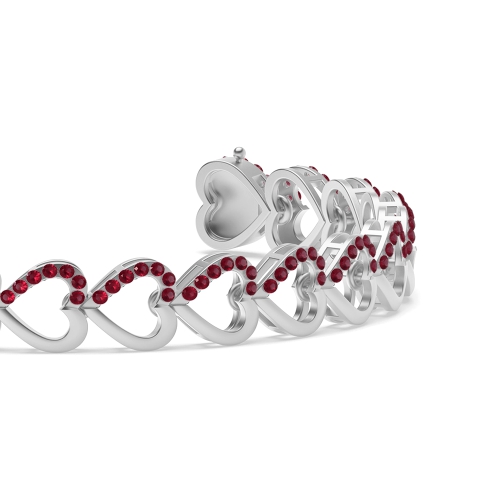 4 Prong Round Heart Ruby Friendship Diamond Bracelets