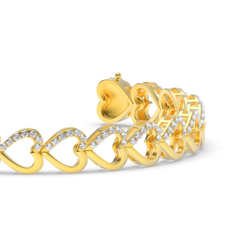 4 Prong Round Yellow Gold Heart Friendship Diamond Bracelets