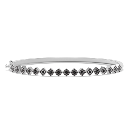 4 Prong Round Glintmyst Black Cluster Diamond Bracelets