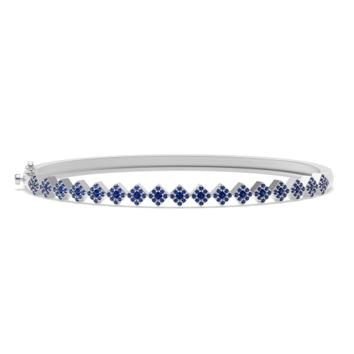 4 Prong Round Glintmyst Blue Sapphire Cluster Diamond Bracelets