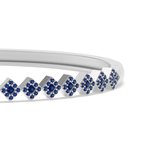 4 Prong Round Glintmyst Blue Sapphire Cluster Diamond Bracelets