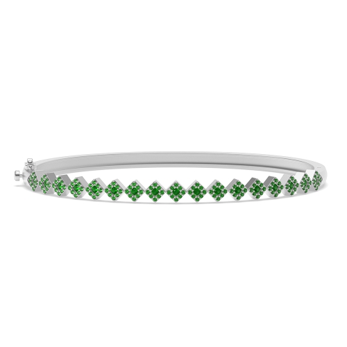 4 Prong Round Glintmyst Emerald Diamond Bracelets