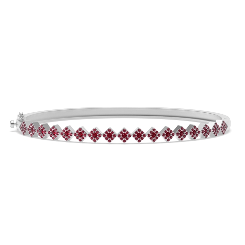 4 Prong Round Glintmyst Ruby Cluster Diamond Bracelets