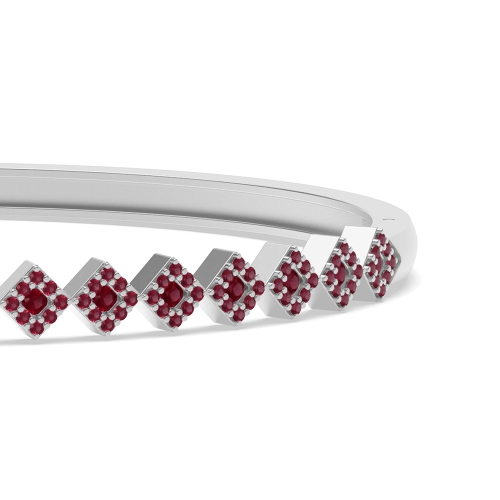 4 Prong Round Glintmyst Ruby Cluster Diamond Bracelets