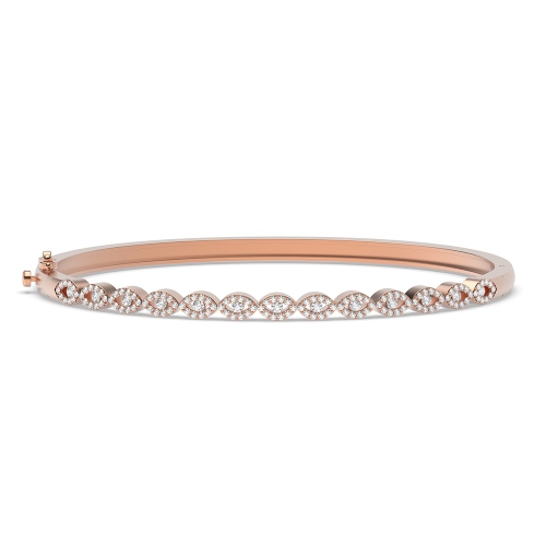 4 Prong Round Rose Gold Cluster Diamond Bracelets