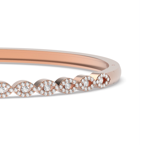 4 Prong Round Rose Gold Cluster Diamond Bracelets