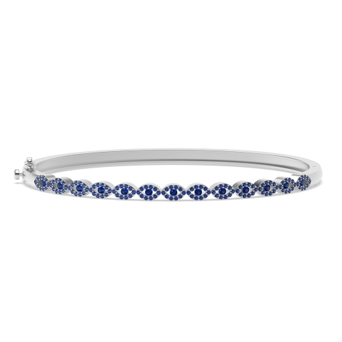 4 Prong Round Blue Sapphire Cluster Diamond Bracelets