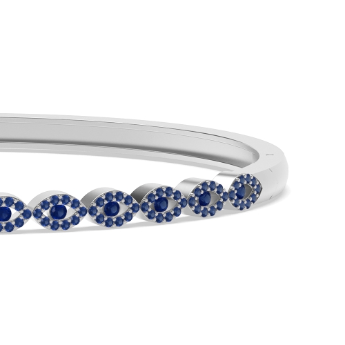 4 Prong Round Blue Sapphire Cluster Diamond Bracelets